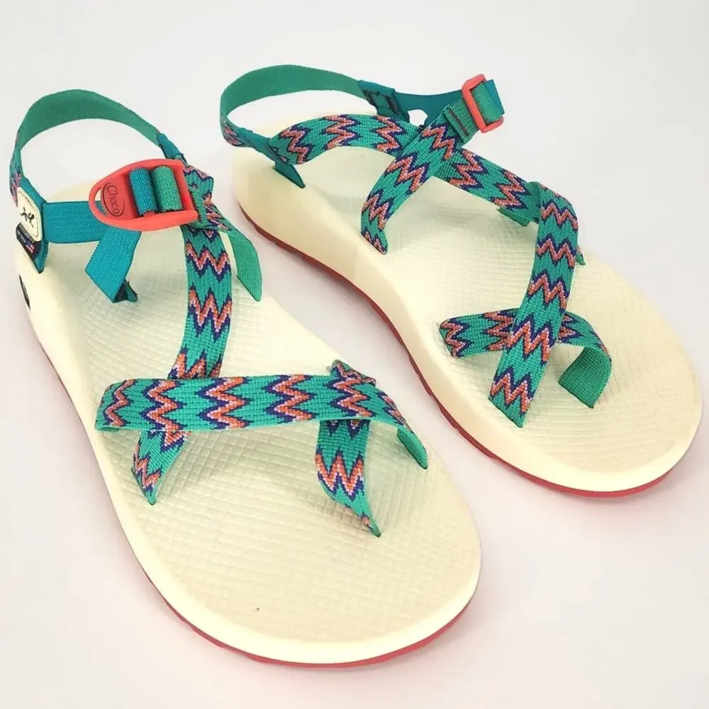 Chaco Z/1 Classic Sport Sandals Teal Zigzag Strap Men’s 13 NWOT